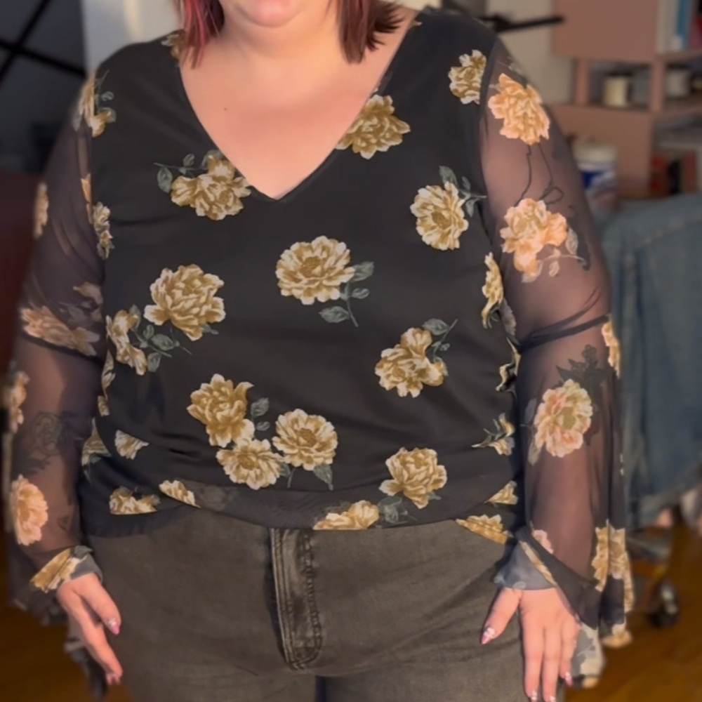 Fun floral top with bell sleeves